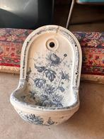 Antieke gave wasbak compleet met messing kraan en stop., Antiek en Kunst, Ophalen of Verzenden