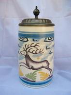 Bierkruik bierpul met tinnen deksel en Jachttafereel (7338-1, Ophalen