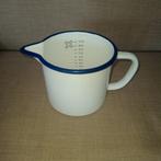 Oude witte emaille maatbeker maatkan met blauwe bies 1 liter, Antiek en Kunst, Antiek | Emaille, Ophalen of Verzenden
