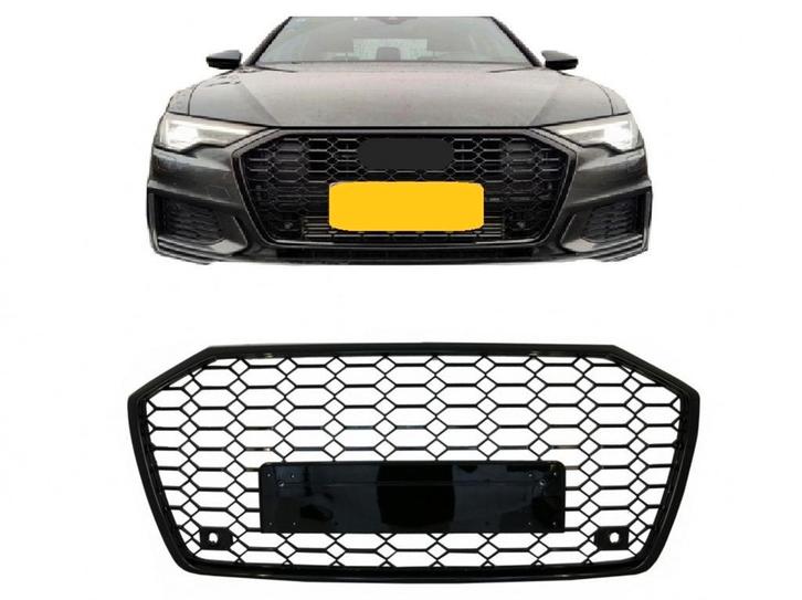 Grill glans Zwart Honingraat Geschikt Voor Audi A6 C8 RS6 Lo, Auto diversen, Tuning en Styling, Ophalen of Verzenden