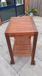 Houten bijzettafel op wielen, Ophalen of Verzenden, Gebruikt, Hout