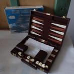 Backgammon Deluxe set koffer nep leder in doos, Ophalen of Verzenden, Zo goed als nieuw