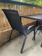 Jysk tuinset met 4 stapelstoelen en tafel B90xL150t zwart, Tuin en Terras, Ophalen, Gebruikt, Aluminium