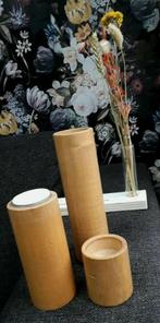 Te koop: 3 houten kaarsenstandaards voor waxinelichtjes, Gebruikt, Bruin, Ophalen of Verzenden, Hout