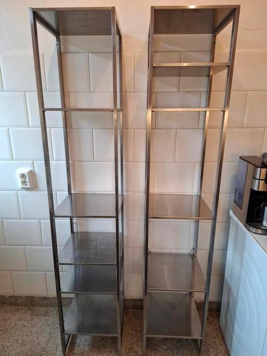 Ikea RVS / Chroom stelling rek 2x, Huis en Inrichting, Kasten | Stellingkasten, Gebruikt, Ophalen