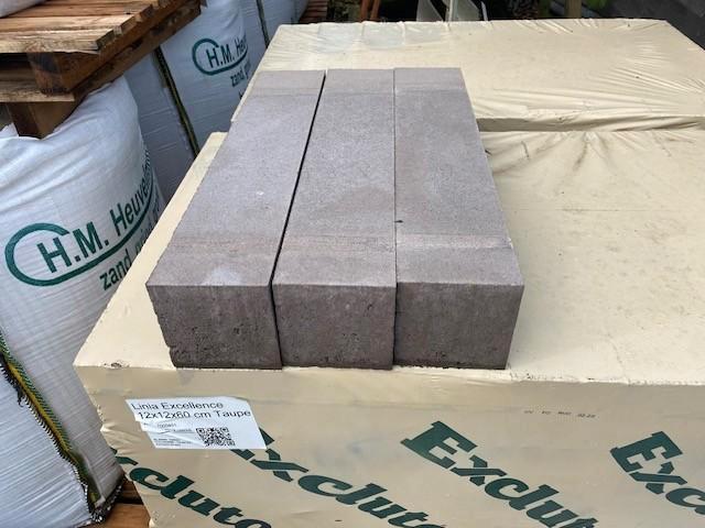 Linia Excelence Taupe 12x12x60 130 st, Tuin en Terras, Bielzen en Borders, Nieuw, Blok, Beton, Minder dan 25 cm, Minder dan 100 cm