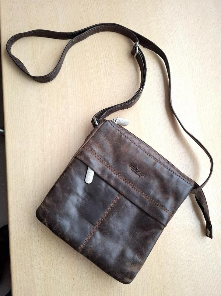 Handtas leder - BEAR Design (20x21cm), Sieraden, Tassen en Uiterlijk, Tassen | Damestassen, Zo goed als nieuw, Handtas, Bruin