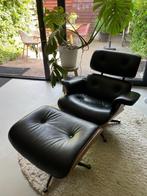 Eames chair (replica) echt leder met hocker, Huis en Inrichting, Ophalen, Gebruikt, Zwart, Vintage