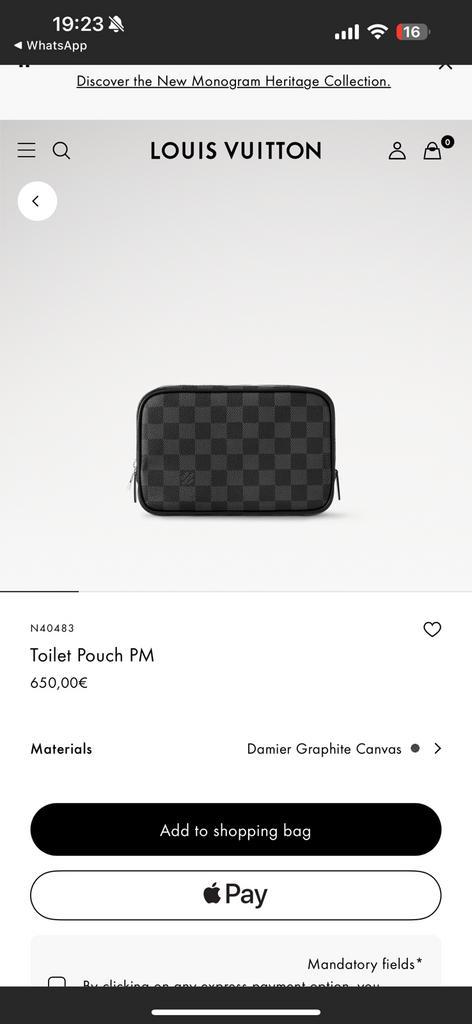 Originele louis Vuitton toilet tas clutch zwart grijs NIEUW, Sieraden, Tassen en Uiterlijk, Toilettassen, Zo goed als nieuw, Heer of Dame