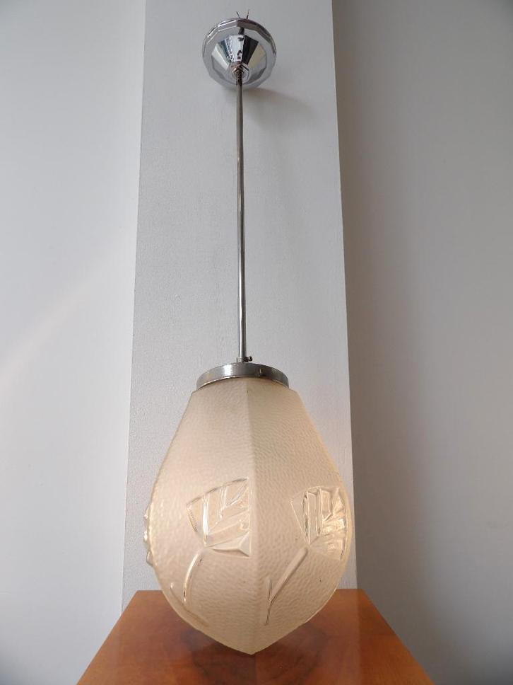 Art Deco Scailmont Hoge Hanglamp, Antiek en Kunst, Antiek | Lampen, Ophalen of Verzenden