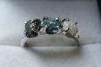 Zilveren  ring met 3 ruwe verschillende diamanten, 18 tot 19, Verzenden, Nieuw, Met edelsteen
