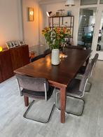 Eettafel van massief hout 200x90, Huis en Inrichting, Tafels | Eettafels, Ophalen, Gebruikt, Koloniaal, 200 cm of meer