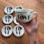 H&M Home petit fours schaaltjes 6x en 2x kom LOVE, Huis en Inrichting, Ophalen, Aardewerk, Overige stijlen