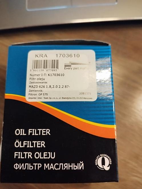 OLIEFILTER KRAFT 1703610 Oliefilter, Auto-onderdelen, Filters, Fiat, Ford, Honda, Mazda, Nissan, Opel, Peugeot, Volvo, Hyundai