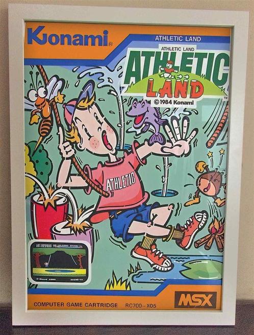 MSX KONAMI - Athletic Land Poster in Frame, Verzamelen, Posters, Nieuw, Rechthoekig Staand, Verzenden