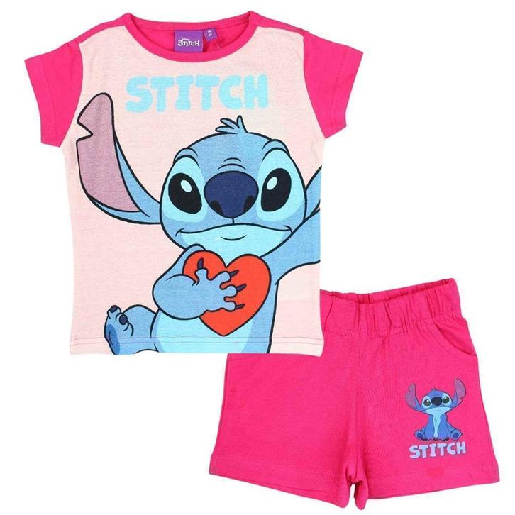 Stitch Shortama Love - Maat 98 - 104 - 110 - Katoen, Kinderen en Baby's, Kinderkleding | Maat 110, Nieuw, Meisje, Setje, Ophalen of Verzenden