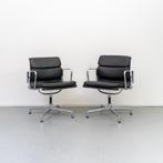 20 x Vitra Eames EA 208 Softpad Zwart Leer - Chroom, Huis en Inrichting, Stoelen, Ophalen of Verzenden, Zo goed als nieuw, Zwart