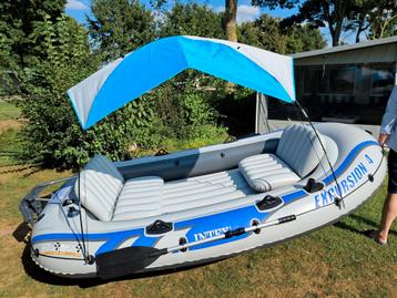 Intex excursion 4 met strandtrailer en motorsteun. beschikbaar voor biedingen