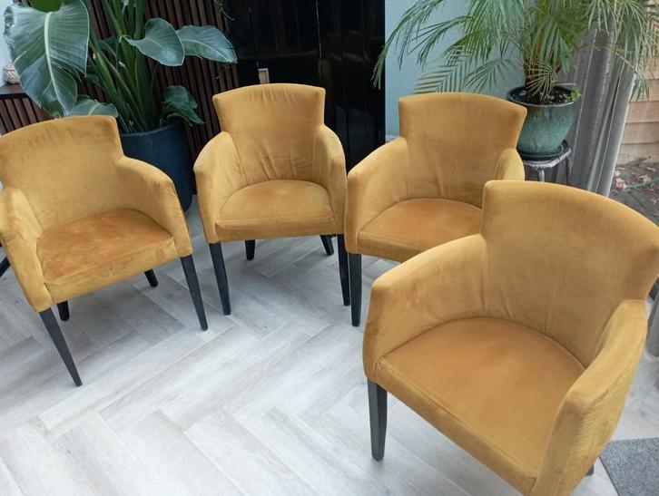 4 stuks eetkamerstoelen, Huis en Inrichting, Stoelen, Gebruikt, Vier, Stof, Overige kleuren, Ophalen