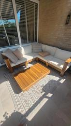 vida xl 6 delige loungeset acadiahout creme witte kussens, Tuin en Terras, Ophalen of Verzenden, Nieuw