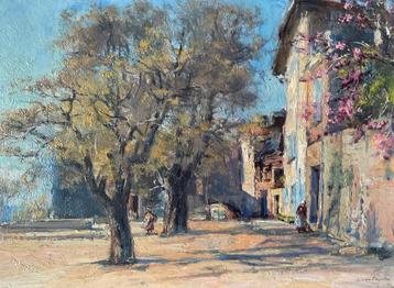 Louis Van Engelen (1857-1940) - Gezicht op dorpsplein beschikbaar voor biedingen
