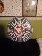 Super mooi groot emaile bord  rond 40cm  Harley Davidson, Ophalen of Verzenden, Reclamebord