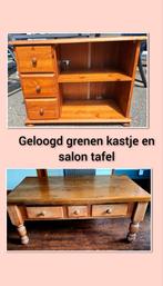 Geloogd grenen kastje en salontafel, Ophalen, Gebruikt, 50 tot 100 cm, Minder dan 100 cm