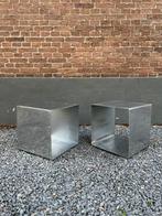 Jaren’70 stalen cube bijzettafels, Minder dan 45 cm, Minder dan 55 cm, Gebruikt, Metaal of Aluminium