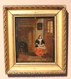 Knap geschilderd vroeg olieverfpaneeltje., Ophalen of Verzenden