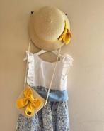 Hoed en tas meisje maat 52,53, beige/geel, strandhoedje,, Ophalen of Verzenden, Nieuw, Meisje, Hoed
