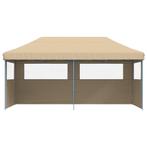 Partytent inklapbaar pop-up met 3 zijwanden beige, Tuin en Terras, Opvouwbaar, Partytent, Minder dan 4 meter, Nieuw