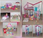 Barbie Malibu Poppenhuis inklapbaar + div sets zie foto's, Ophalen, Zo goed als nieuw, Toebehoren