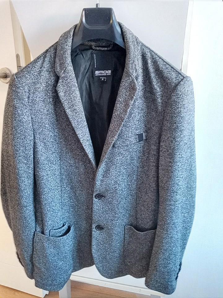 S mooi herencolbert, soepele stof zwart grijs gemeleerd SMOG, Kleding | Heren, Kostuums en Colberts, Zo goed als nieuw, Maat 46 (S) of kleiner