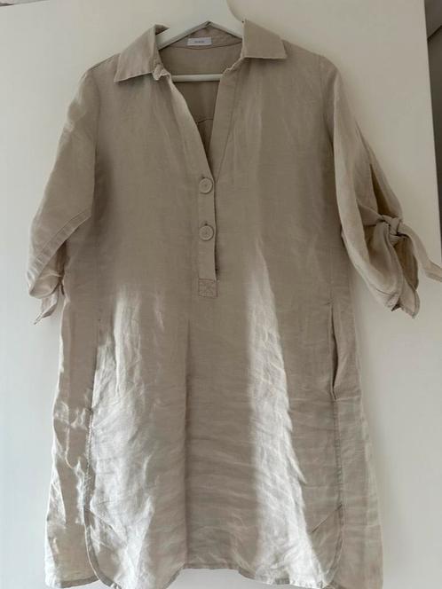 Riani beige linnen tuniek maat 36 valt groter, Kleding | Dames, Blouses en Tunieken, Zo goed als nieuw, Maat 36 (S), Beige, Verzenden
