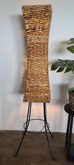 Boho stijl vloerlamp - schemerlamp riet / bananenblad, 100 tot 150 cm, Gebruikt, Ophalen
