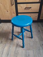 Vintage Houten Krukje Blauw, Ophalen, Gebruikt, Hout