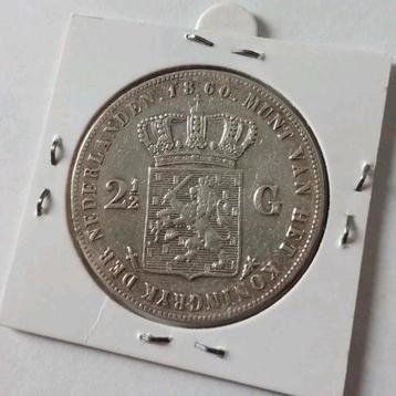 Zeer Fraaie Rijksdaalder (of 2 1/2 Gulden) 1860 - Willem III beschikbaar voor biedingen
