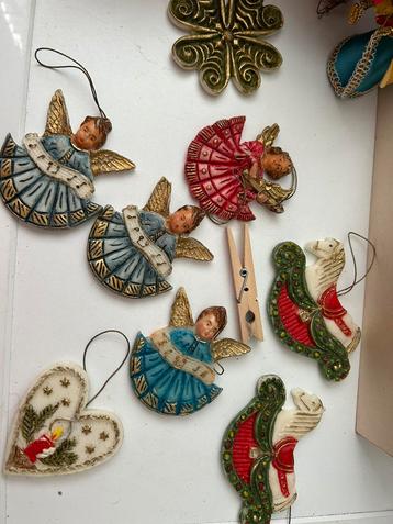 8  vintage kerst ornamenten/ kerstballen van wax beschikbaar voor biedingen
