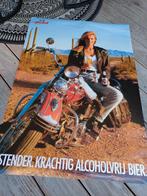 Grolsch poster, vrouw op Harley Davidson, Ophalen of Verzenden, Gebruikt, Rechthoekig Staand