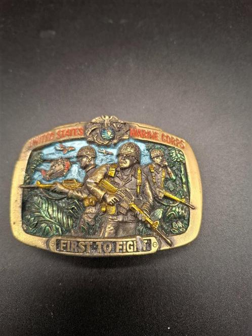 Beltbuckle US Marine First to Fight, Verzamelen, Militaria | Algemeen, Marine, Overige typen, Amerika, Verzenden