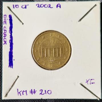 Die crack error 10 eurocent Duitsland 2002 A XF beschikbaar voor biedingen