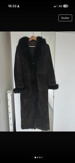 Designer vintage Suede Mongoolse Bontjas, Ophalen, Zo goed als nieuw, Maat 38/40 (M), Bruin