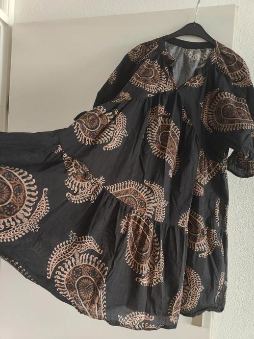 Prachtige india katoen  jurk xl zwart Paisley boho Ibiza, Kleding | Dames, Jurken, Nieuw, Maat 46/48 (XL) of groter, Zwart, Onder de knie