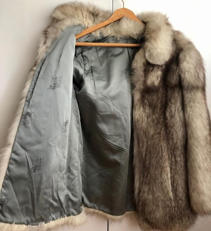 Dames vintage bontjas van poolvos, Kleding | Dames, Jassen | Winter, Zo goed als nieuw, Maat 36 (S), Grijs, Ophalen of Verzenden