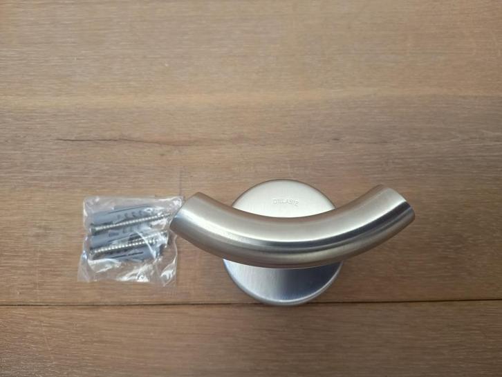 Kledinghaak Dubbel - Delabie - RVS Geborsteld - NIEUW, Huis en Inrichting, Woonaccessoires | Kapstokken, Nieuw, Wandkapstok, Minder dan 100 cm