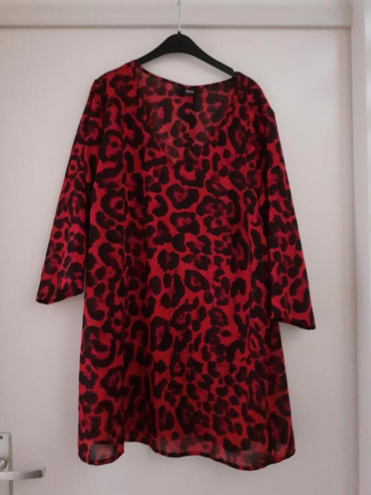 Rode Tuniek met Luipaardprint ZIZZI MAAT S 44, Kleding | Dames, Blouses en Tunieken, Zo goed als nieuw, Maat 42/44 (L), Rood, Ophalen of Verzenden
