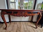 Prachtige tafel met marmer en houtsnijwerk, Huis en Inrichting, Tafels | Sidetables, Ophalen, Gebruikt, Rechthoekig