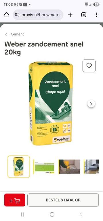 Weber zandcement snel chape rapid 20 kg x 12 stuks beschikbaar voor biedingen
