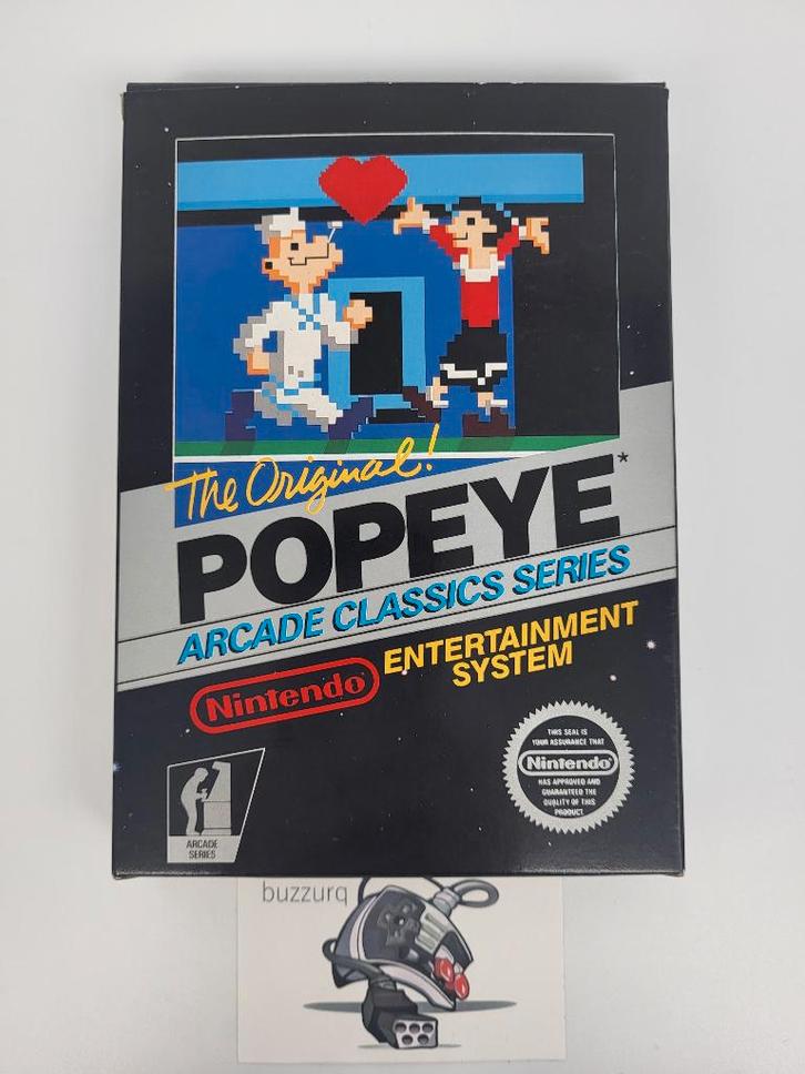 Popeye - Nintendo NES Black Box 5-screw Hangtab - USA NM, Spelcomputers en Games, Games | Nintendo NES, Zo goed als nieuw, Overige genres