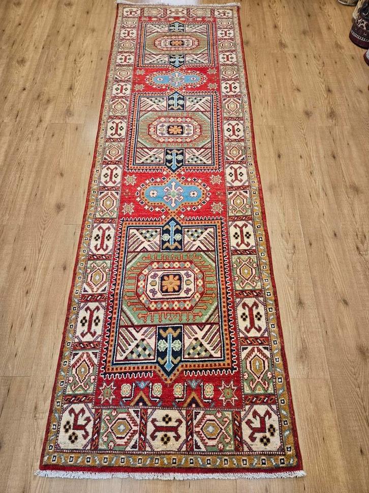 Handgeknoopt oosters tapijt loper kazak 293x90, Huis en Inrichting, Stoffering | Tapijten en Kleden, Nieuw, 50 tot 100 cm, 200 cm of meer